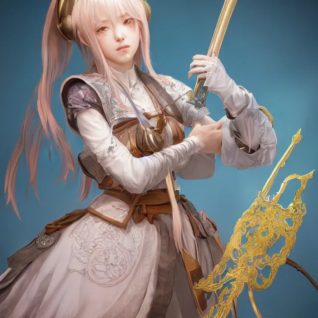 Image similar to studio portrait of neutral good colorful female cleric bard healer as absurdly beautiful, elegant, young sensual anime girl, ultrafine hyperrealistic detailed face illustration by kim jung gi, irakli nadar, intricate linework, sharp focus, bright colors, matte, octopath traveler, final fantasy, unreal engine highly rendered, global illumination, radiant light, intricate environment