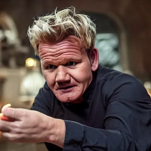 Prompt: gordon ramsay as harry potter movie still