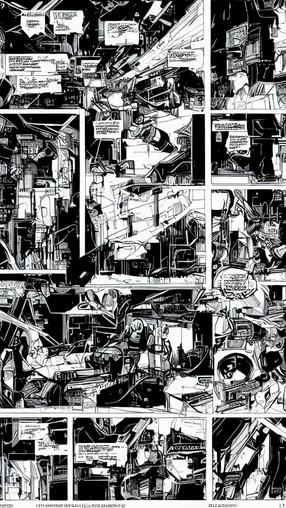 Image similar to detailed cyberpunk graphic novel page