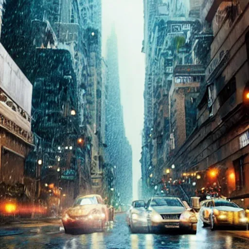 Image similar to a raining city in the movie Inception