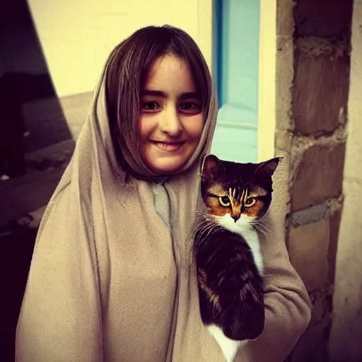 Image similar to “ a turkish girl with her cat ”