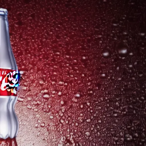 Image similar to bottle of coca - cola, droplets flow down the bottle, soft warm light, ultra quality, super detail, play of light, yellow light shining through, focus unreal engine 5,