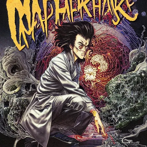 Image similar to mad scientist, by yoichi hatakenaka, masamune shirow, josan gonzales and dan mumford, ayami kojima, takato yamamoto, barclay shaw, karol bak