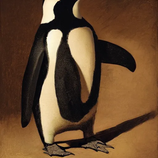 Prompt: penguin, rembrandt, classical, formal