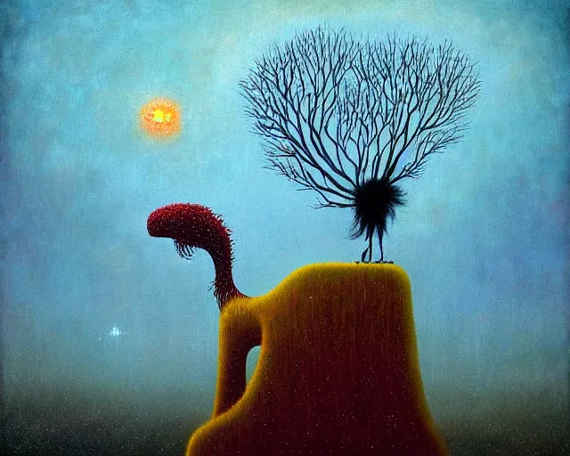 Prompt: a surreal painting a painting of a strange creature, by andy kehoe