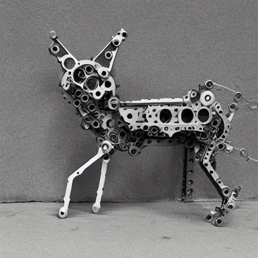 Image similar to dog made out of mechanical parts, 33mm photo