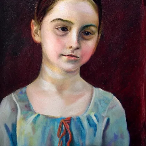 Prompt: painted portrait of pale skined girl from armenia