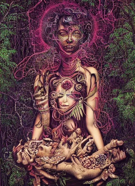 Image similar to Ayahuasca goddess painting by Dan Hillier, trending on artstation, artstationHD, artstationHQ, 4k, 8k