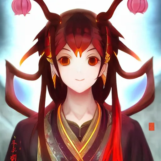 Prompt: portrait of nezha the god of flaming lotus, anime fantasy illustration by tomoyuki yamasaki, kyoto studio, madhouse, ufotable, square enix, cinematic lighting, trending on artstation