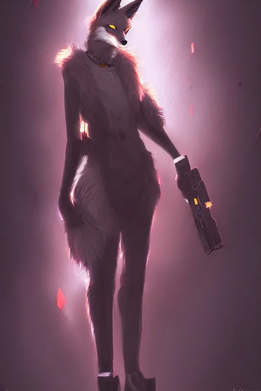 Image similar to a fox fursona, trending on artstation, by kawacy, furry art, digital art, cyberpunk, high quality, backlighting