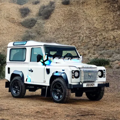 Prompt: a land rover defender designed by johnny ive and apple