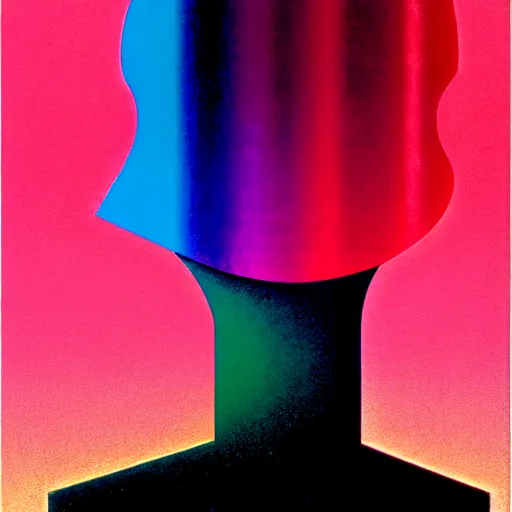 Prompt: limitless eternal uncreated void, an asymmetrical colorful ombre. high key, anaglyph lighting, detailed character design, melancholic complex flat geometric minimalism by oskar schlemmer, moebius, nagel, john berkey, oil on canvas, portrait facial head, featured on artstation, hd wallpaper, anime art nouveau cosmic display