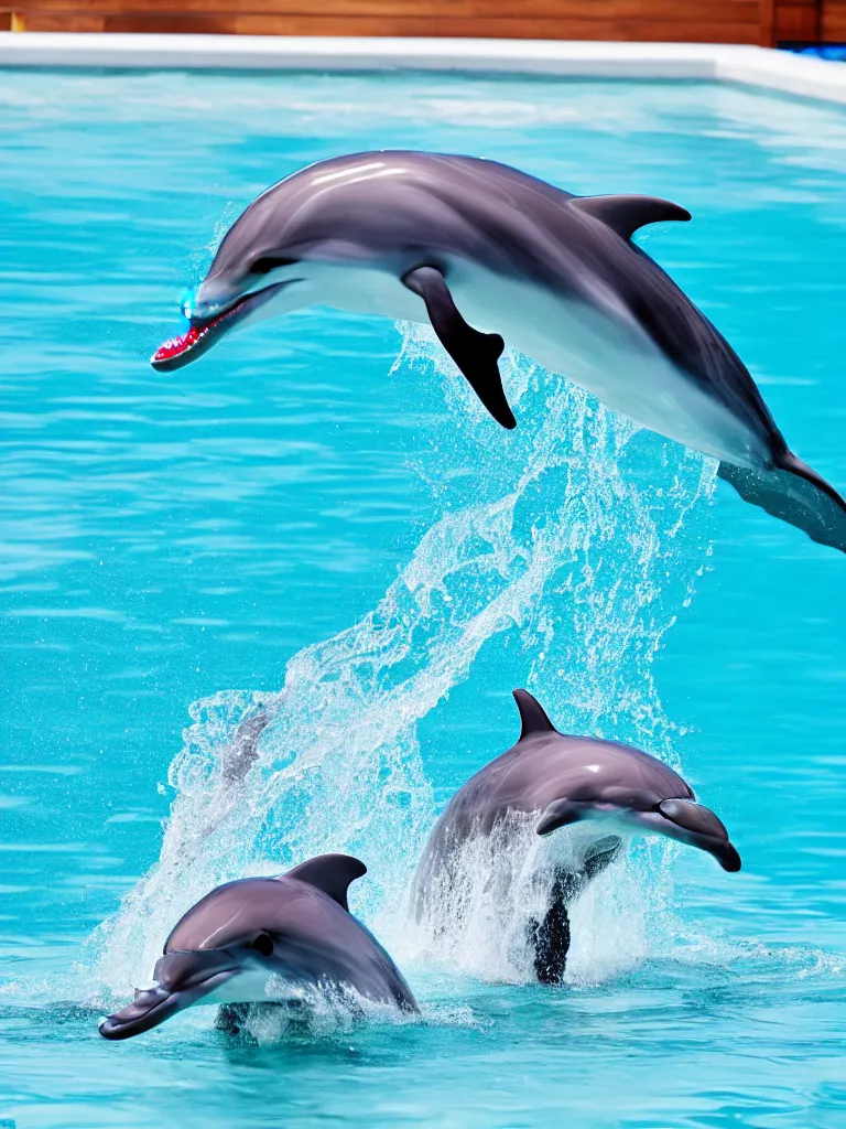 Prompt: a cheerful dolphin relaxing in an outdoor jacuzzi, award-winning-photograph, beautiful daylight, crystal-clear-focus, sharp-lens, amazing photography