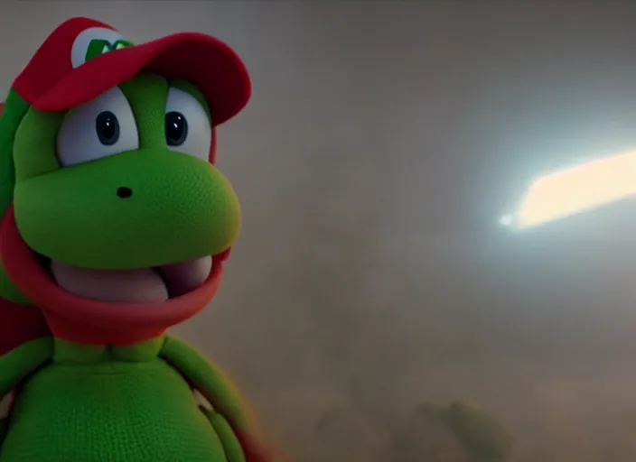 Image similar to film still of yoshi in the new sci - fi movie, 8 k