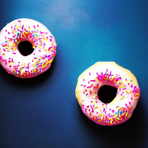 Image similar to strawberry frosted donut with sprinkles, pop art, album cover, shadow,