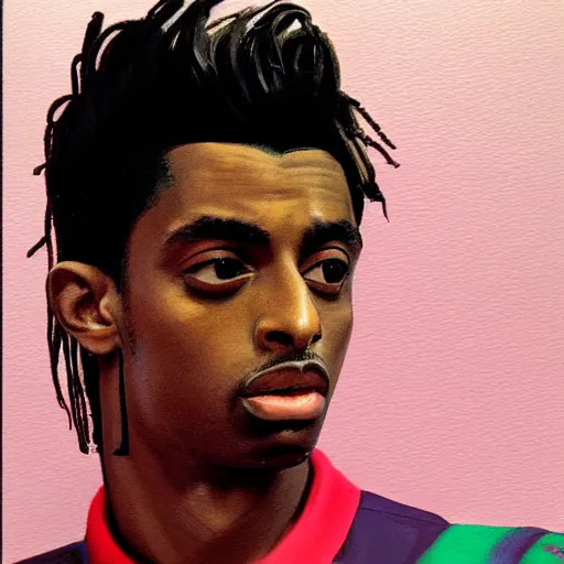 Prompt: portrait of a Playboi Carti in the style of syd mead and john william waterhouse