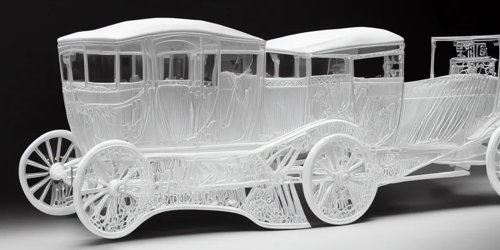 Prompt: Photo of a car designed by Rene Lalique, sigma 50mm, ƒ/8, hyper detailed.