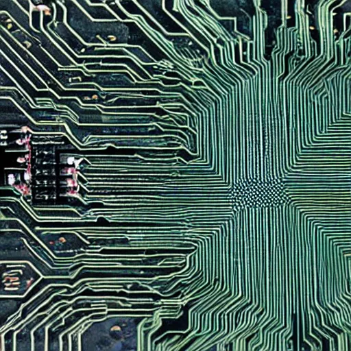 Prompt: an up close detailed image of a microchip