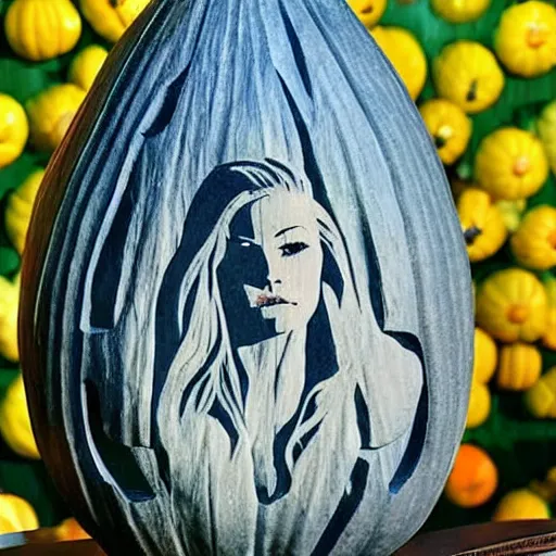 Image similar to gourd shaped carved to look like amber heard hybrid mix