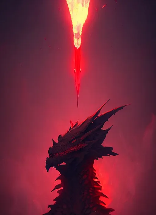 Image similar to black dragon with red demonic eyes on the red smoke background, photorealistic, ultra detailed, trending on artstation, concept art, octane render, unreal engine, by shinji aramaki, by christopher balaskas, by krenz cushart