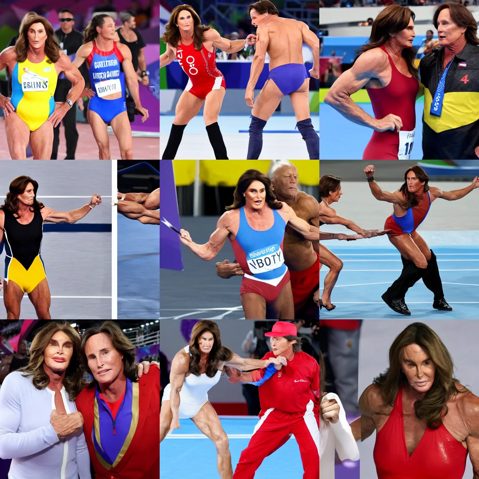 Prompt: caitlyn jenner fighting bruce jenner at the olympics