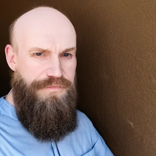 Prompt: Middle aged, very pale, very hairy, blue eyed, very manly, balding white man, hyperrealistic, photograph