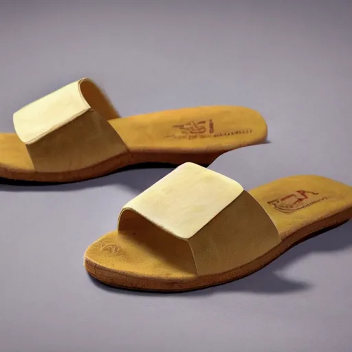 Image similar to high quality photo of sandals made of swiss cheese, realism, 8k, award winning photo