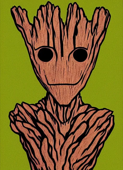 Prompt: symmetry!! portrait of groot, minimalist