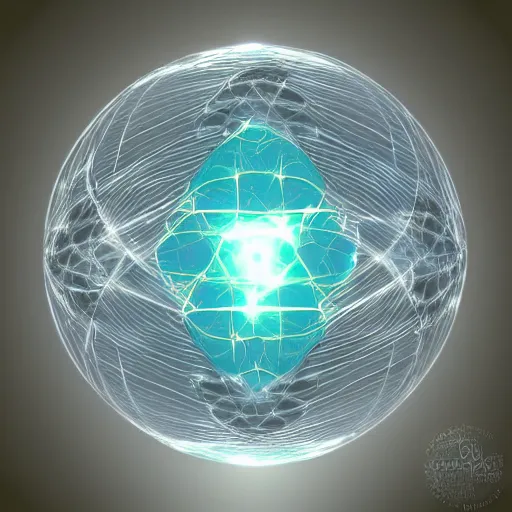 Prompt: psychonautist in a crystal sphere, digital art, award winning, volumetric lighting