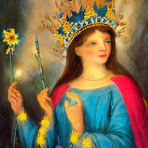 Image similar to maiden crowned with a garland of bright radiance