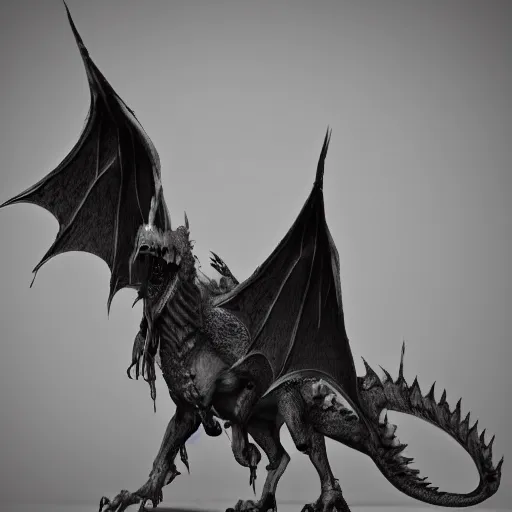 Image similar to a highly detailed horrific shot of a ghostly western dragon that's fading into black fog and deep dark obscure shadow, wings are clouds of darkness, four legs, creating an ominous presence of fear, artstation, deviantart, dark lighting, unreal engine 5 render