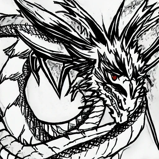 Image similar to An anime style drawing of a dragon