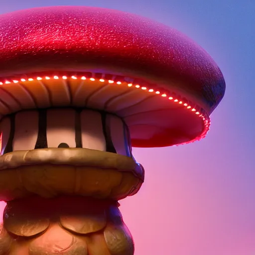 Prompt: : kawaii mushroom Character ,hyper detailed art station  parabolic lighting contest winners unrealengine trending on artstation,cinematic, hyper realism, high detail, octane render, 8k