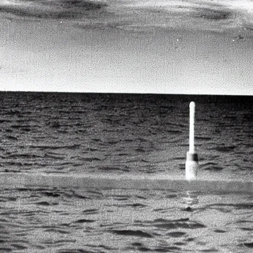 Image similar to a small evil rabbit launching nuclear warheads from a submarine grainy 3 5 mm photo