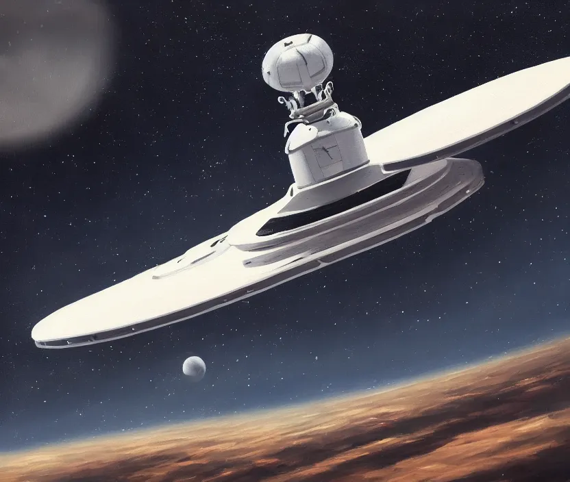 Prompt: a very detailed painting of a spaceship, ufo, very small brushstrokes, the background is white, 4 k,