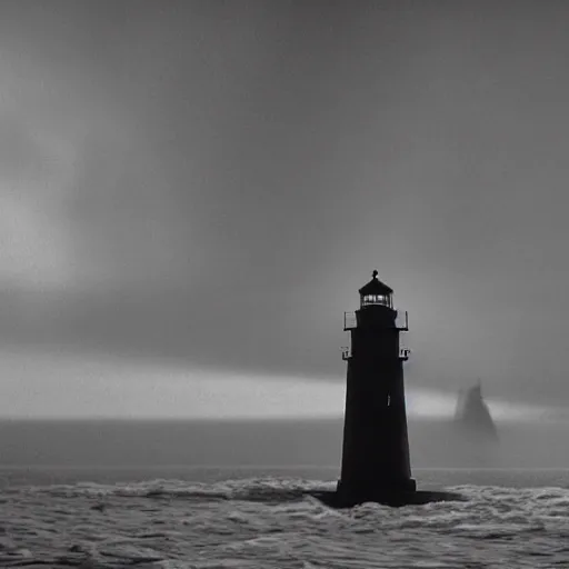 Image similar to Live Action Still of Jerma985 in a film as a Lighthouse Keeper with an overcoat, hat, and beard, black and white, hyperrealistic, ultra realistic, realistic, highly detailed, epic, HD quality, 8k resolution, body and headshot, film still