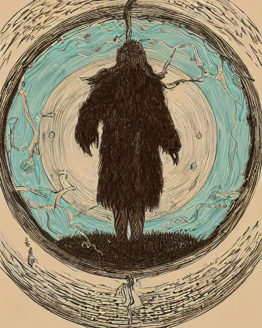 Prompt: a druid standing in a circle at the beginning of the world by james jean