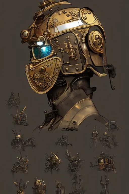 Image similar to steampunk helmet fantasy art mask robot ninja stylized digital illustration sharp focus, elegant intricate digital painting artstation concept art global illumination ray tracing advanced technology chaykin howard and campionpascale and cooke darwyn and davis jack