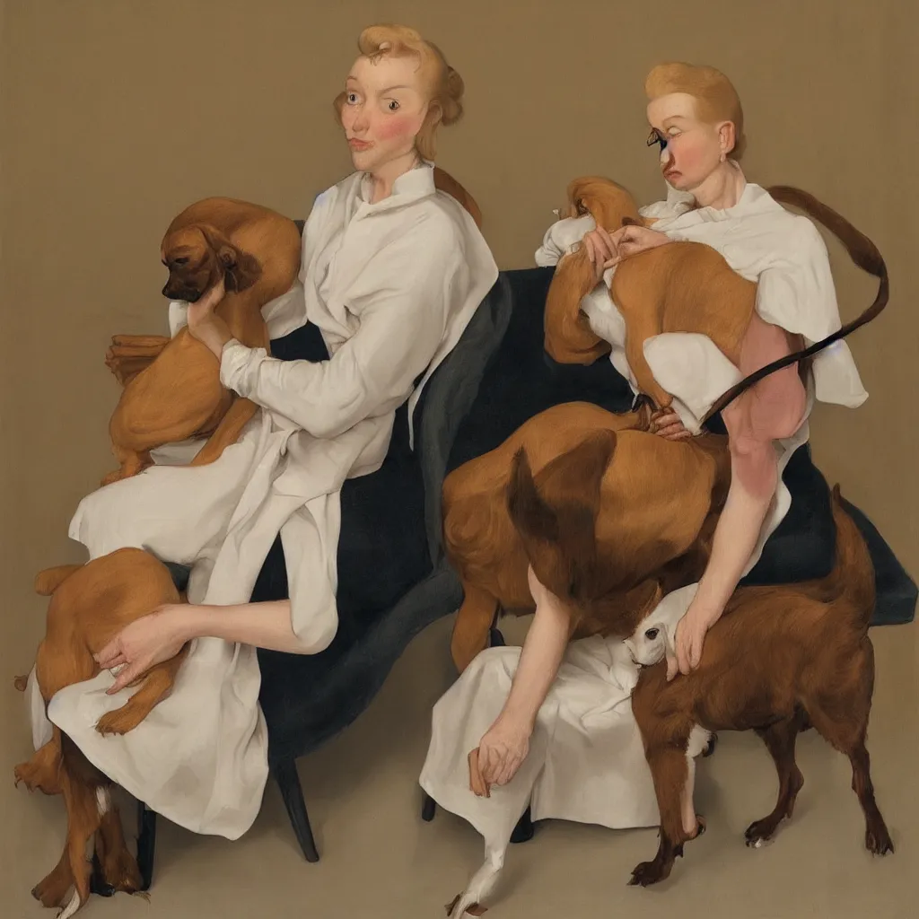 Image similar to woman and dog by John Currin