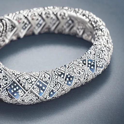 Prompt: a bracelet, intricate details, designed by swarovski, advertising photography