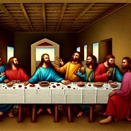 Image similar to the last supper at mcdonalds