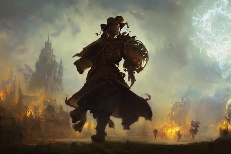 Image similar to a time traveler on a time machine in the baroque era, hearthstone art style, epic fantasy style art by Craig Mullins, fantasy epic digital art, epic fantasy card game art by Greg Rutkowski