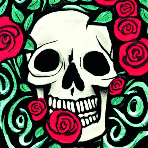 Image similar to skull and roses,