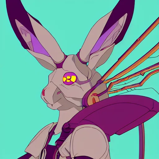 Prompt: cyborg jackalope cyberpunk, anime cel, 8k HD, centered