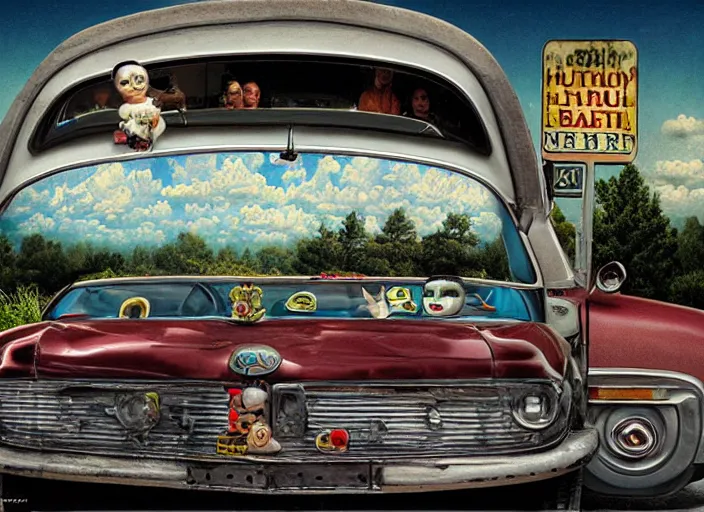 Prompt: the world inside a car batery, lowbrow, matte painting, 3 - d highly detailed, in the style of mark ryden,