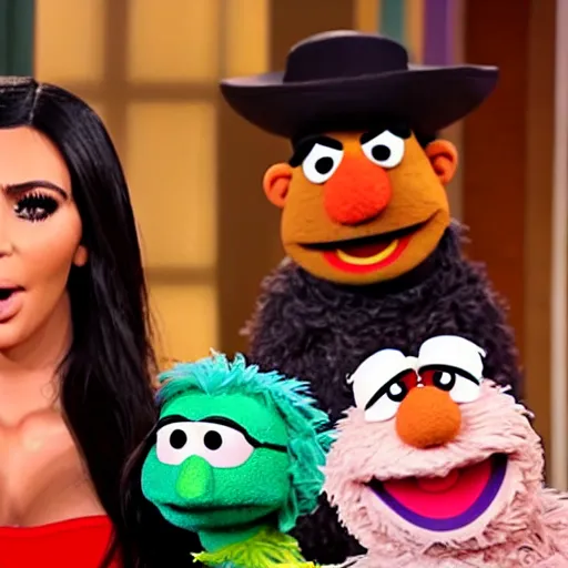 Image similar to kim kardashian as a muppet in sesame street, 8k resolution, full HD, cinematic lighting, award winning, anatomically correct