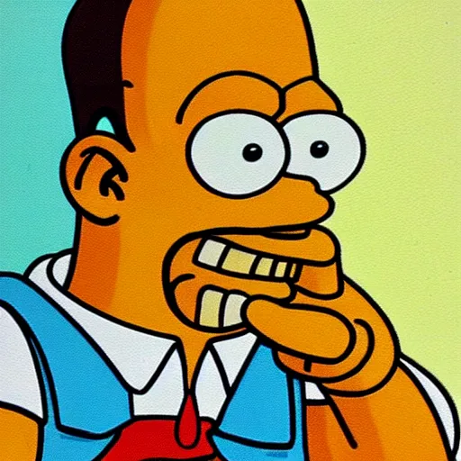 Image similar to homer simpson thinking, contemporary art print. high taste. intellectual / esoteric / mystery