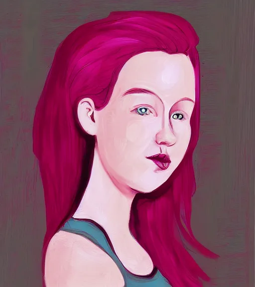 Prompt: A girl with pink hair holding a vase, digital art