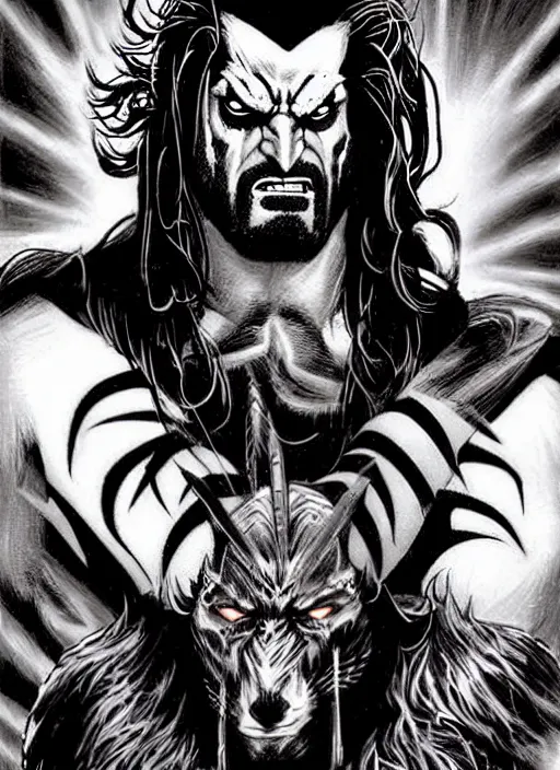 Prompt: lobo from dc comics movie poster art by jim warren