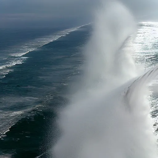 Prompt: tsunami hitting the coast of Los Angeles, photo taken from the perspective of a helicopter